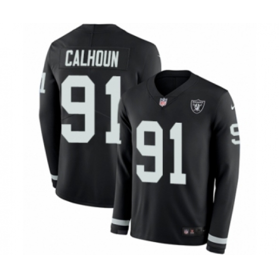 Men's Nike Oakland Raiders 91 Shilique Calhoun Limited Black Therma Long Sleeve NFL Jersey