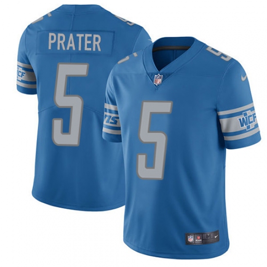 Men's Nike Detroit Lions 5 Matt Prater Limited Light Blue Team Color Vapor Untouchable NFL Jersey