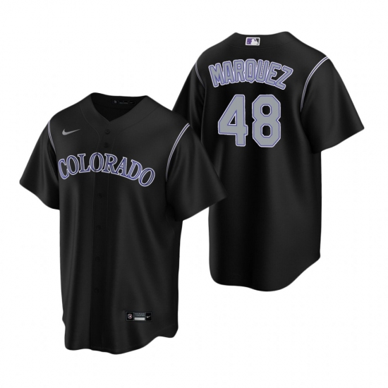 Men's Nike Colorado Rockies 48 German Marquez Black Alternate Stitched Baseball Jersey