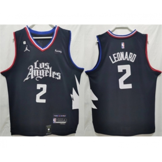 Men's Los Angeles Clippers 2 Kawhi Leonard Black Stitched Jersey