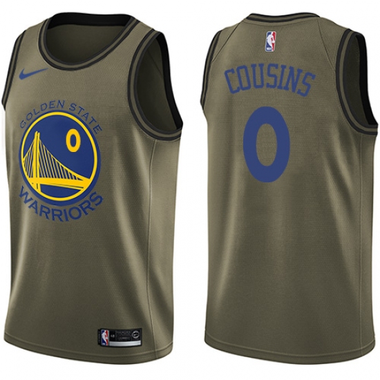 Men's Nike Golden State Warriors 0 DeMarcus Cousins Green NBA Swingman Salute to Service Jersey