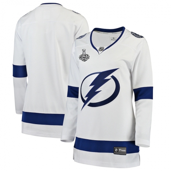 Women's Tampa Bay Lightning Fanatics Branded White Blank 2020 Stanley Cup Final Bound Away Breakaway Jersey