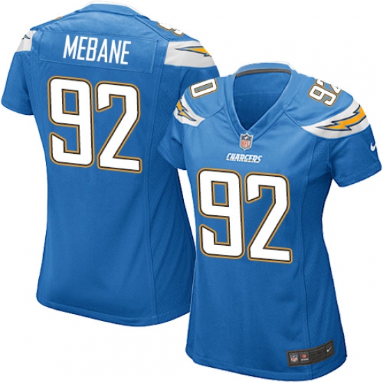 Women's Nike Los Angeles Chargers 92 Brandon Mebane Game Electric Blue Alternate NFL Jersey