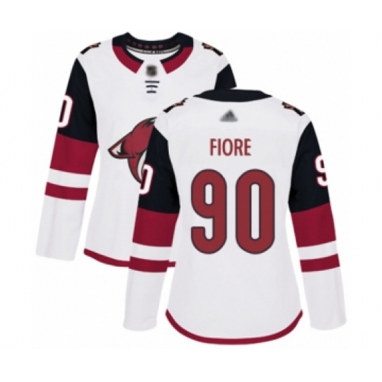 Women's Arizona Coyotes 90 Giovanni Fiore Authentic White Away Hockey Jersey