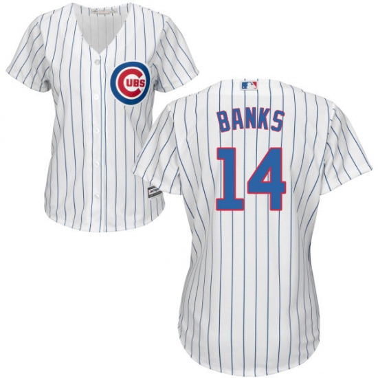 Women's Majestic Chicago Cubs 14 Ernie Banks Authentic White Home Cool Base MLB Jersey