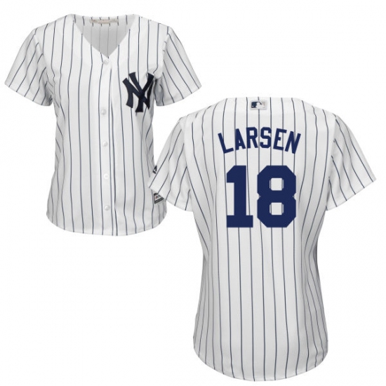 Women's Majestic New York Yankees 18 Don Larsen Authentic White Home MLB Jersey