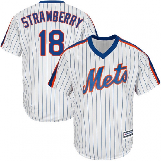 Men's Majestic New York Mets 18 Darryl Strawberry Replica White Alternate Cool Base MLB Jersey