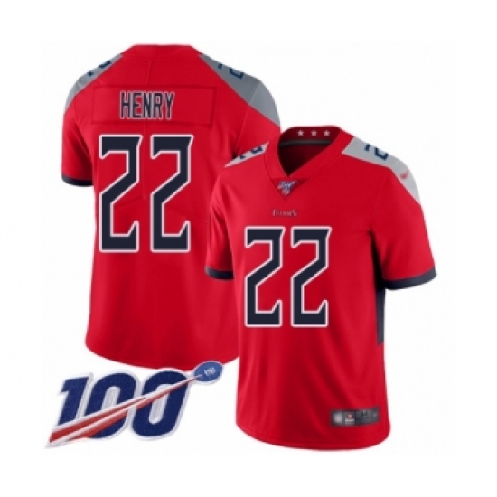 Youth Tennessee Titans 22 Derrick Henry Limited Red Inverted Legend 100th Season Football Jersey