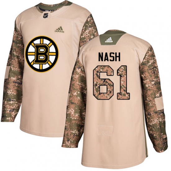 Men's Adidas Boston Bruins 61 Rick Nash Authentic Camo Veterans Day Practice NHL Jersey