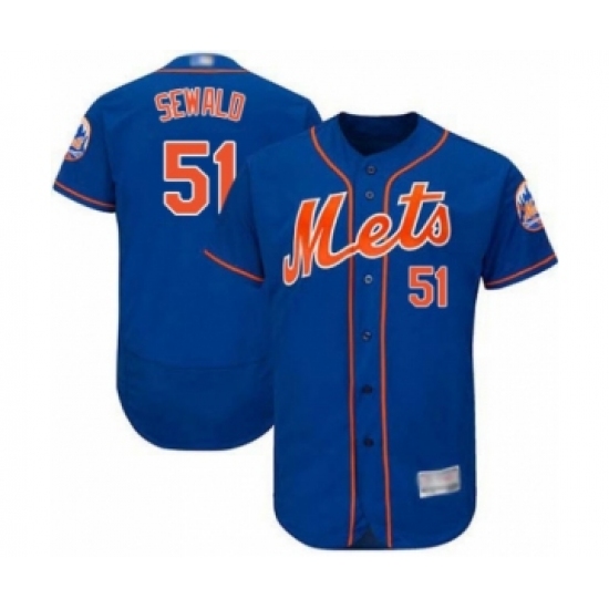 Men's New York Mets 51 Paul Sewald Royal Blue Alternate Flex Base Authentic Collection Baseball Player Jersey