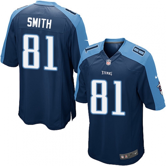 Men's Nike Tennessee Titans 81 Jonnu Smith Game Navy Blue Alternate NFL Jersey