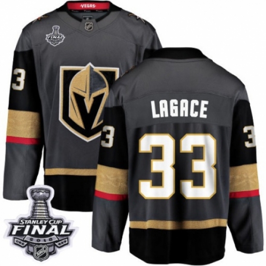 Youth Vegas Golden Knights 33 Maxime Lagace Authentic Black Home Fanatics Branded Breakaway 2018 Stanley Cup Final NHL Jersey