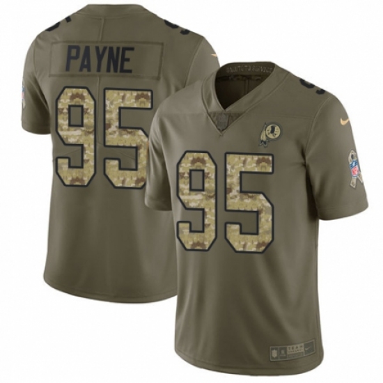 Youth Nike Washington Redskins 95 Da'Ron Payne Limited Olive Camo 2017 Salute to Service NFL Jersey