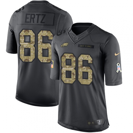 Men's Nike Philadelphia Eagles 86 Zach Ertz Limited Black 2016 Salute to Service NFL Jersey