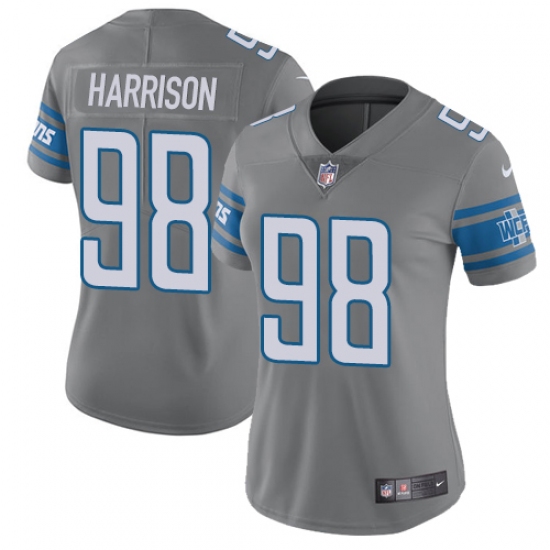 Women's Nike Detroit Lions 98 Damon Harrison Limited Steel Rush Vapor Untouchable NFL Jersey