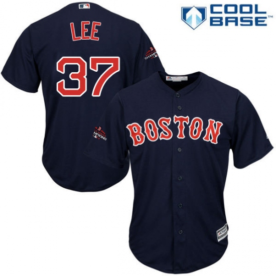 Youth Majestic Boston Red Sox 37 Bill Lee Authentic Navy Blue Alternate Road Cool Base 2018 World Series Champions MLB Jersey