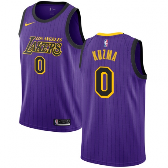 Men's Nike Los Angeles Lakers 0 Kyle Kuzma Swingman Purple NBA Jersey - City Edition