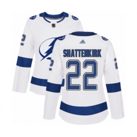 Women's Tampa Bay Lightning 22 Kevin Shattenkirk Authentic White Away Hockey Jersey