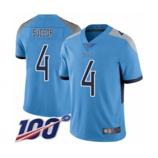 Youth Tennessee Titans 4 Ryan Succop Light Blue Alternate Vapor Untouchable Limited Player 100th Season Football Jersey