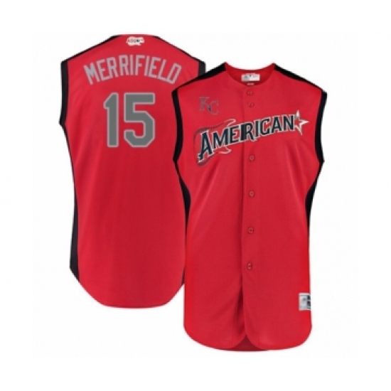 Men's Kansas City Royals 15 Whit Merrifield Authentic Red American League 2019 Baseball All-Star Jersey