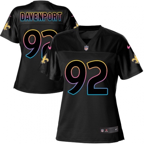 Women's Nike New Orleans Saints 92 Marcus Davenport Black NFL Fashion Game Jersey