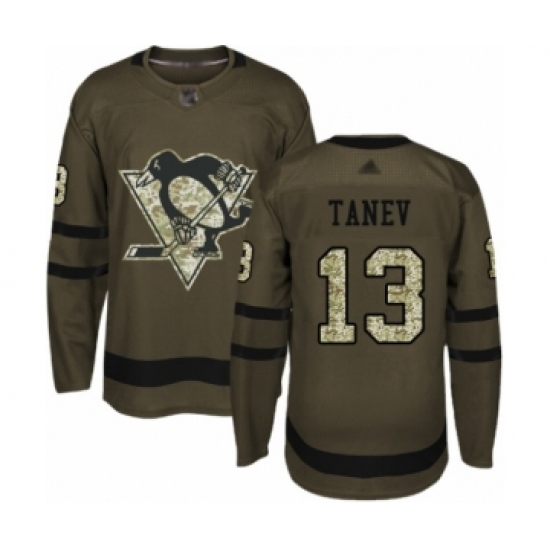 Men's Pittsburgh Penguins 13 Brandon Tanev Authentic Green Salute to Service Hockey Jersey