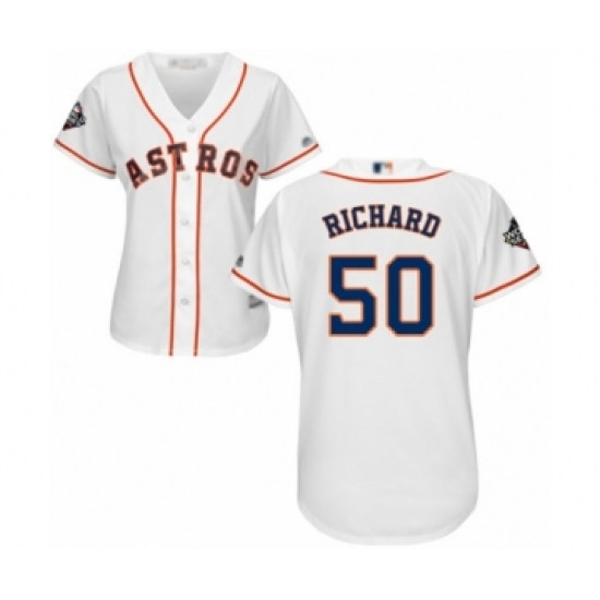 Women's Houston Astros 50 J.R. Richard Authentic White Home Cool Base 2019 World Series Bound Baseball Jersey