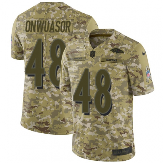 Youth Nike Baltimore Ravens 48 Patrick Onwuasor Limited Camo 2018 Salute to Service NFL Jersey