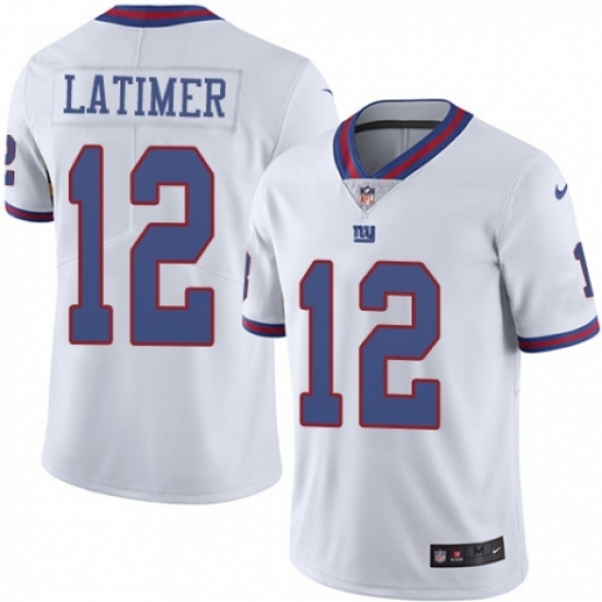 Men's Nike New York Giants 12 Cody Latimer Limited White Rush Vapor Untouchable NFL Jersey