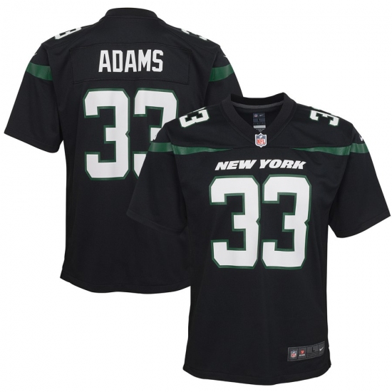 Youth New York Jets 33 Jamal AdamsNike Game Jersey - Black