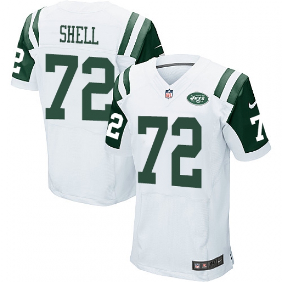 Men's Nike New York Jets 72 Brandon Shell Elite White NFL Jersey