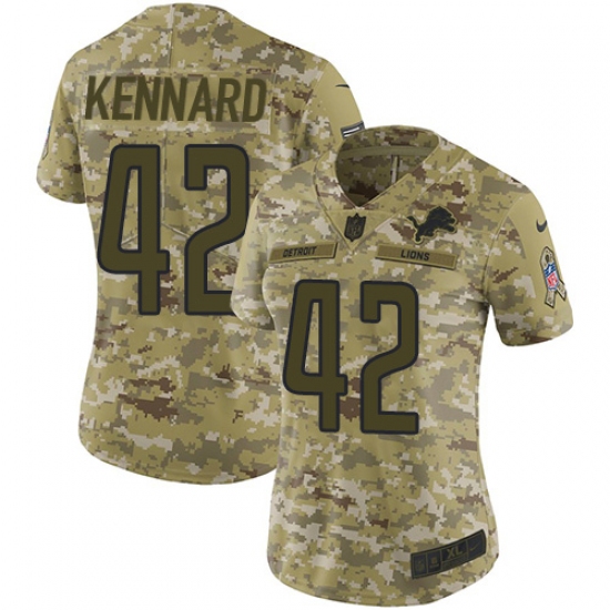 Women's Nike Detroit Lions 42 Devon Kennard Limited Camo 2018 Salute to Service NFL Jersey