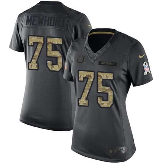 Women's Nike Indianapolis Colts 75 Jack Mewhort Limited Black 2016 Salute to Service NFL Jersey