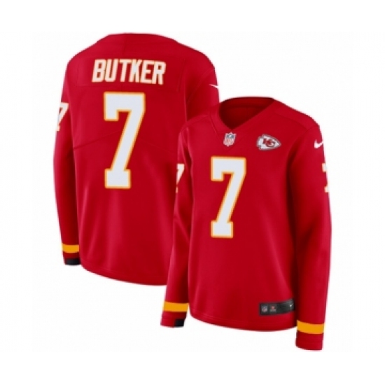 Women's Nike Kansas City Chiefs 7 Harrison Butker Limited Red Therma Long Sleeve NFL Jersey