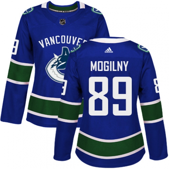 Women's Adidas Vancouver Canucks 89 Alexander Mogilny Authentic Blue Home NHL Jersey