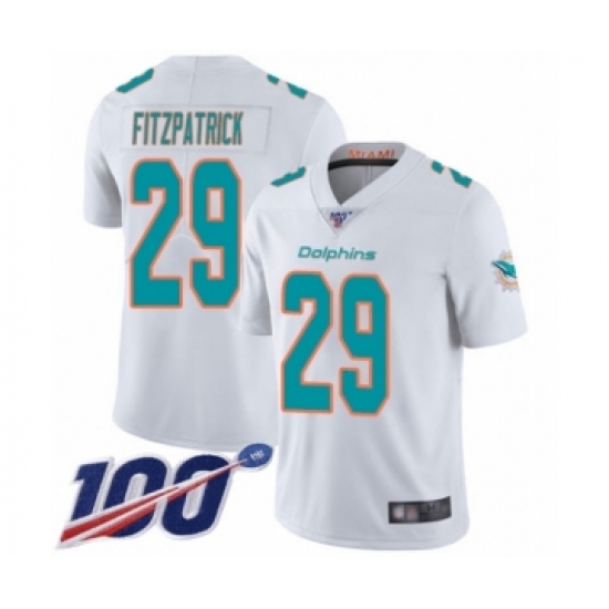 Men's Nike Miami Dolphins 29 Minkah Fitzpatrick White Vapor Untouchable Limited Player 100th Season NFL Jersey