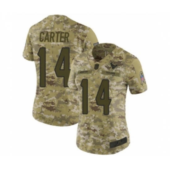 Women's Houston Texans 14 DeAndre Carter Limited Camo 2018 Salute to Service Football Jersey