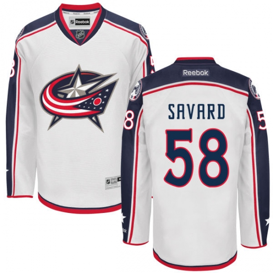 Men's Reebok Columbus Blue Jackets 58 David Savard Authentic White Away NHL Jersey