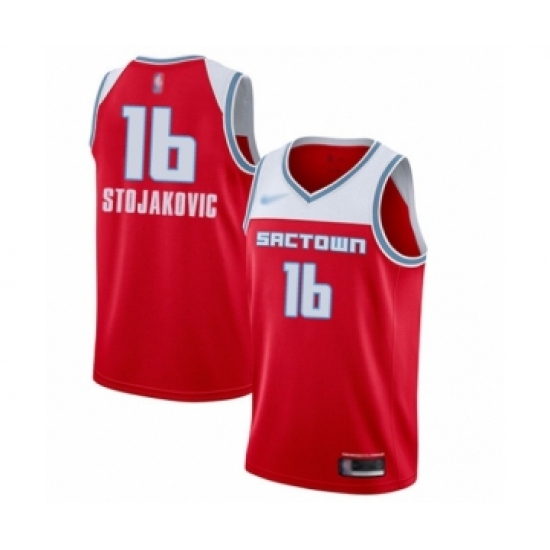 Women's Sacramento Kings 16 Peja Stojakovic Swingman Red Basketball Jersey - 2019 20 City Edition