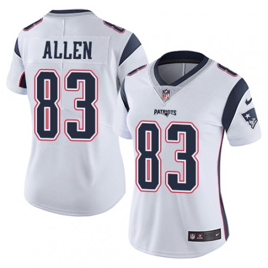 Women's Nike New England Patriots 83 Dwayne Allen White Vapor Untouchable Limited Player NFL Jersey