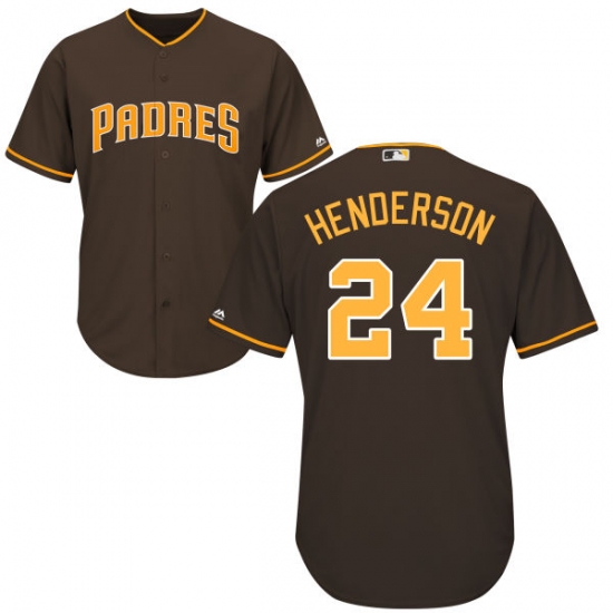 Men's Majestic San Diego Padres 24 Rickey Henderson Replica Brown Alternate Cool Base MLB Jersey