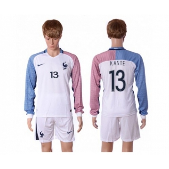 France 13 Kante Away Long Sleeves Soccer Country Jersey