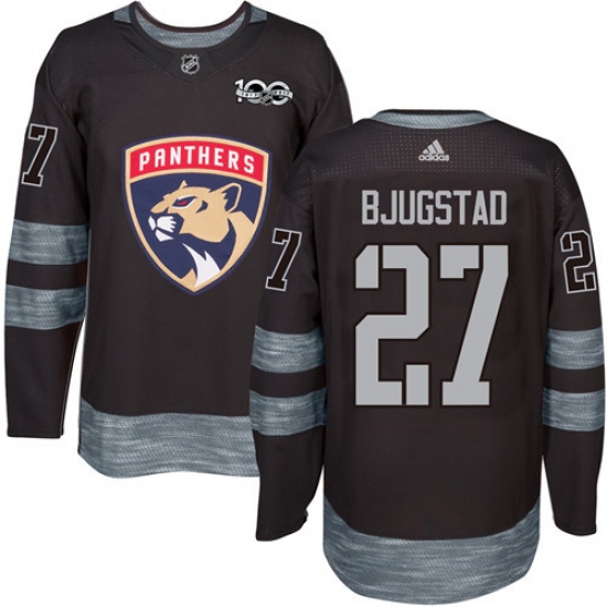 Men's Adidas Florida Panthers 27 Nick Bjugstad Premier Black 1917-2017 100th Anniversary NHL Jersey