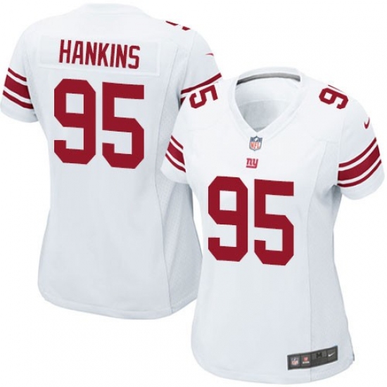 Women's Nike New York Giants 95 Johnathan Hankins Elite White Jersey