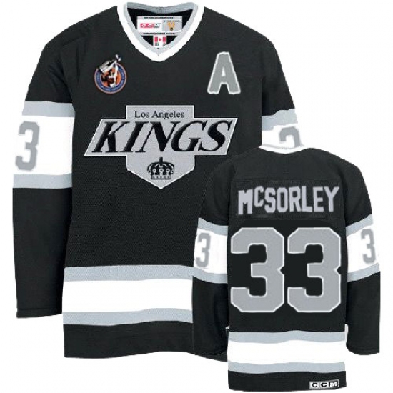 Men's CCM Los Angeles Kings 33 Marty Mcsorley Authentic Black Throwback NHL Jersey