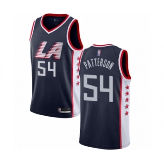 Men's Los Angeles Clippers 54 Patrick Patterson Authentic Navy Blue Basketball Jersey - City Edition