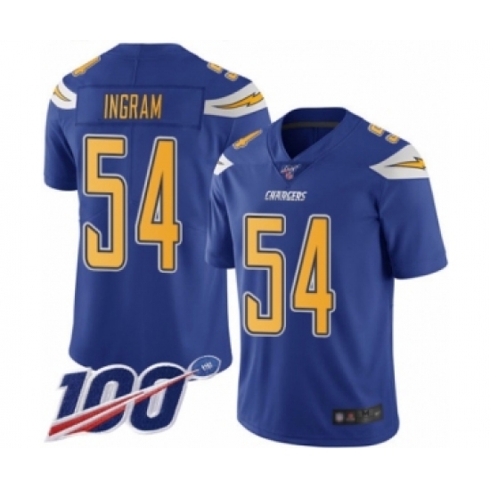 Men's Los Angeles Chargers 54 Melvin Ingram Limited Electric Blue Rush Vapor Untouchable 100th Season Football Jersey