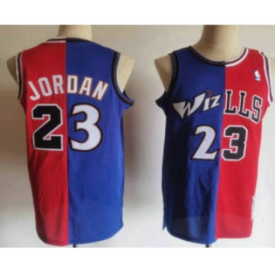 Men's Chicago Bulls 23 Michael Jordan Blue Red Two Tone Stitched Hardwood Classic Swingman Jerseys