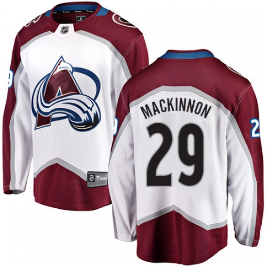 Youth Colorado Avalanche 29 Nathan MacKinnon Fanatics Branded White Away Breakaway NHL Jersey