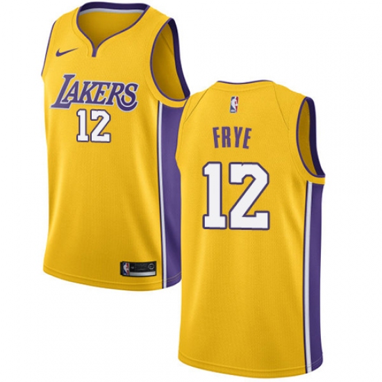 Men's Nike Los Angeles Lakers 12 Channing Frye Swingman Gold Home NBA Jersey - Icon Edition